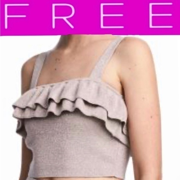 H&M Tops - 𝙁𝙍𝙀𝙀 🅽🅴🆆 H&M glitter party crop top, light pink / tan / gold - size 4